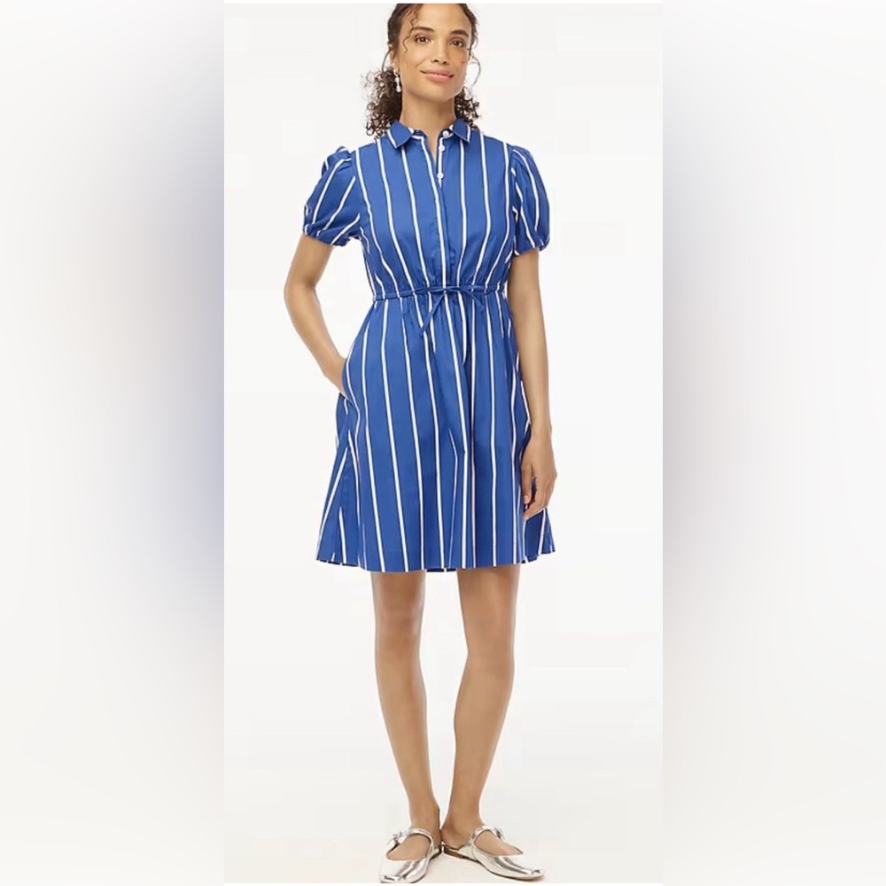 J. Crew Blue and White Striped Shirt Dress - Size 12